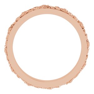10K Rose 3.4 mm  Floral Flat Band Size 8