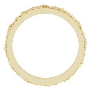 10K Yellow 3.4 mm  Floral Flat Band Size 8
