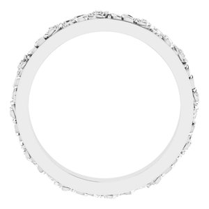10K White 2.7 mm  Floral Flat Band Size 7.5