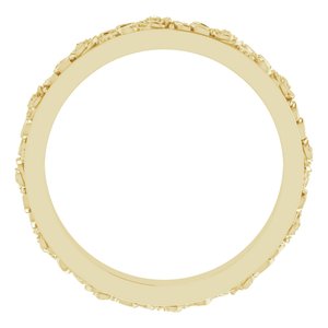 18K Yellow 2.7 mm  Floral Flat Band Size 7.5