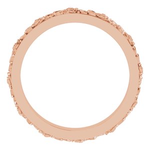 18K Rose 2.7 mm  Floral Flat Band Size 7.5