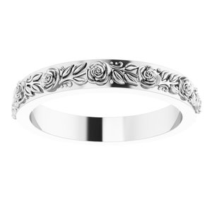 14K White 2.7 mm  Floral Flat Band Size 7.5