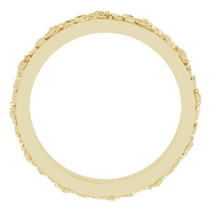 14K Yellow 3.4 mm  Floral Flat Band Size 6.5