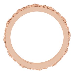 14K Rose 3.4 mm  Floral Flat Band Size 6.5