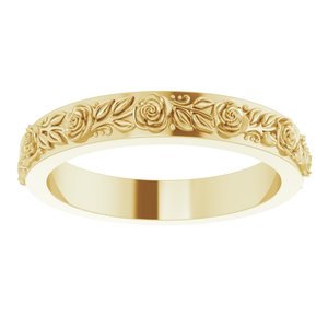10K Yellow 3.4 mm  Floral Flat Band Size 6.5