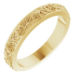 14K Yellow 3.4 mm  Floral Flat Band Size 6.5