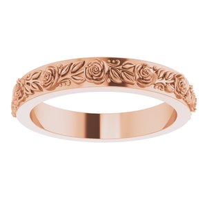 18K Rose 2.7 mm  Floral Flat Band Size 6