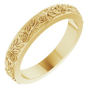 10K Yellow 2.7 mm  Floral Flat Band Size 6
