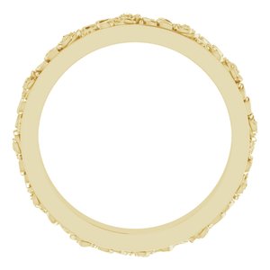 10K Yellow 2.7 mm  Floral Flat Band Size 6