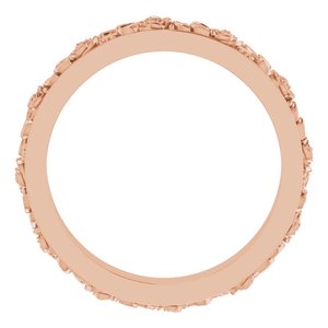 18K Rose 2.7 mm  Floral Flat Band Size 6
