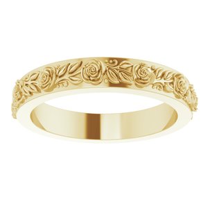18K Yellow 2.7 mm  Floral Flat Band Size 5.5