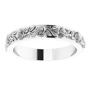 14K White 2.7 mm  Floral Flat Band Size 5.5