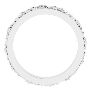 Platinum 2.7 mm  Floral Flat Band Size 5.5