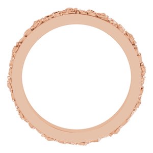 18K Rose 2.7 mm  Floral Flat Band Size 5.5