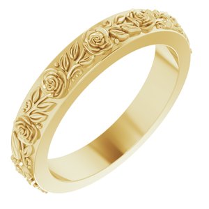 10K Yellow 2.7 mm  Floral Flat Band Size 5