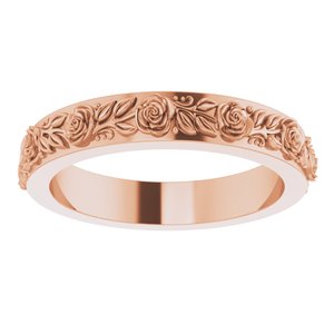 10K Rose 2.7 mm  Floral Flat Band Size 5
