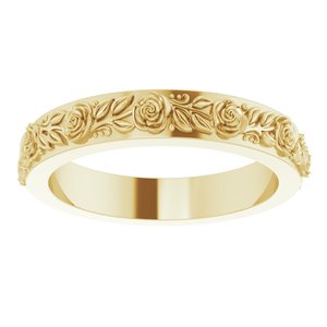 18K Yellow 2.7 mm  Floral Flat Band Size 5
