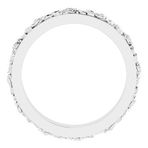 Platinum 2.7 mm  Floral Flat Band Size 5