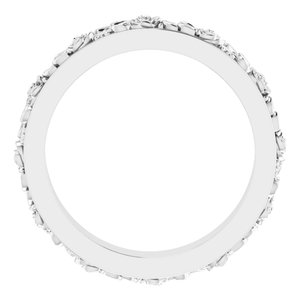 Platinum 2.7 mm  Floral Flat Band Size 4