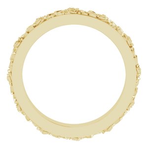 14K Yellow 2.7 mm  Floral Flat Band Size 4