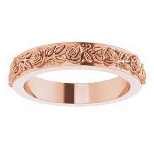 18K Rose 2.7 mm  Floral Flat Band Size 4