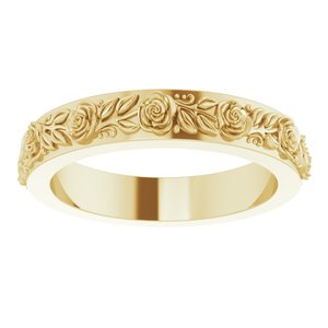 14K Yellow 2.7 mm  Floral Flat Band Size 4
