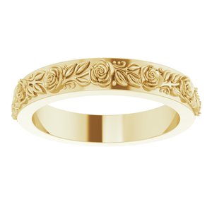14K Yellow 2.7 mm  Floral Flat Band Size 4.5