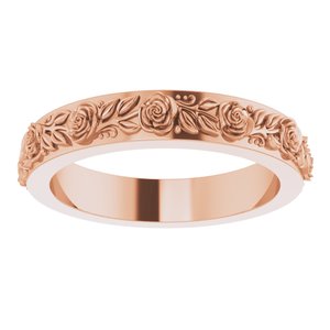 18K Rose 2.7 mm  Floral Flat Band Size 4.5