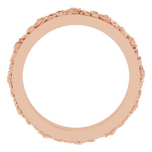 14K Rose 2.7 mm  Floral Flat Band Size 4.5