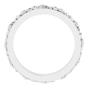 14K White 2.7 mm  Floral Flat Band Size 4.5