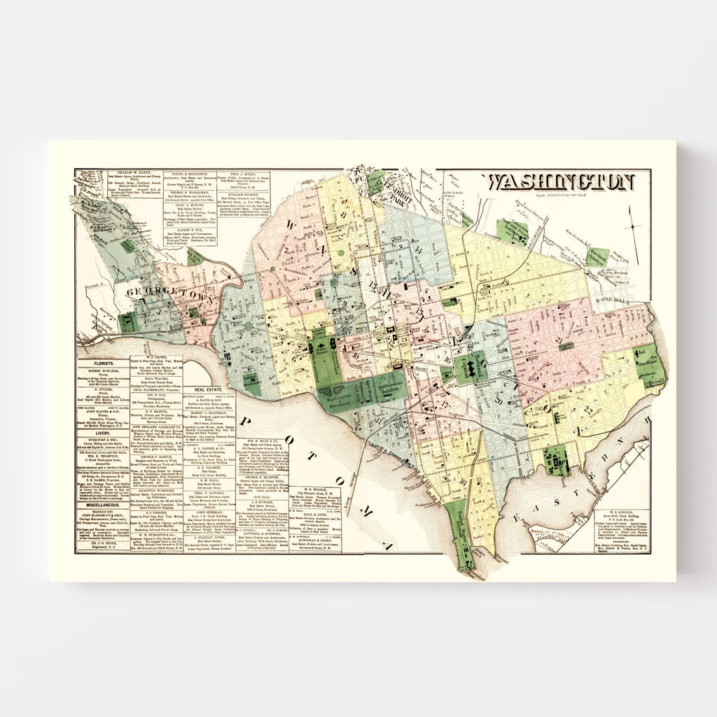 Vintage Map of Washington DC, Washington DC 1879
