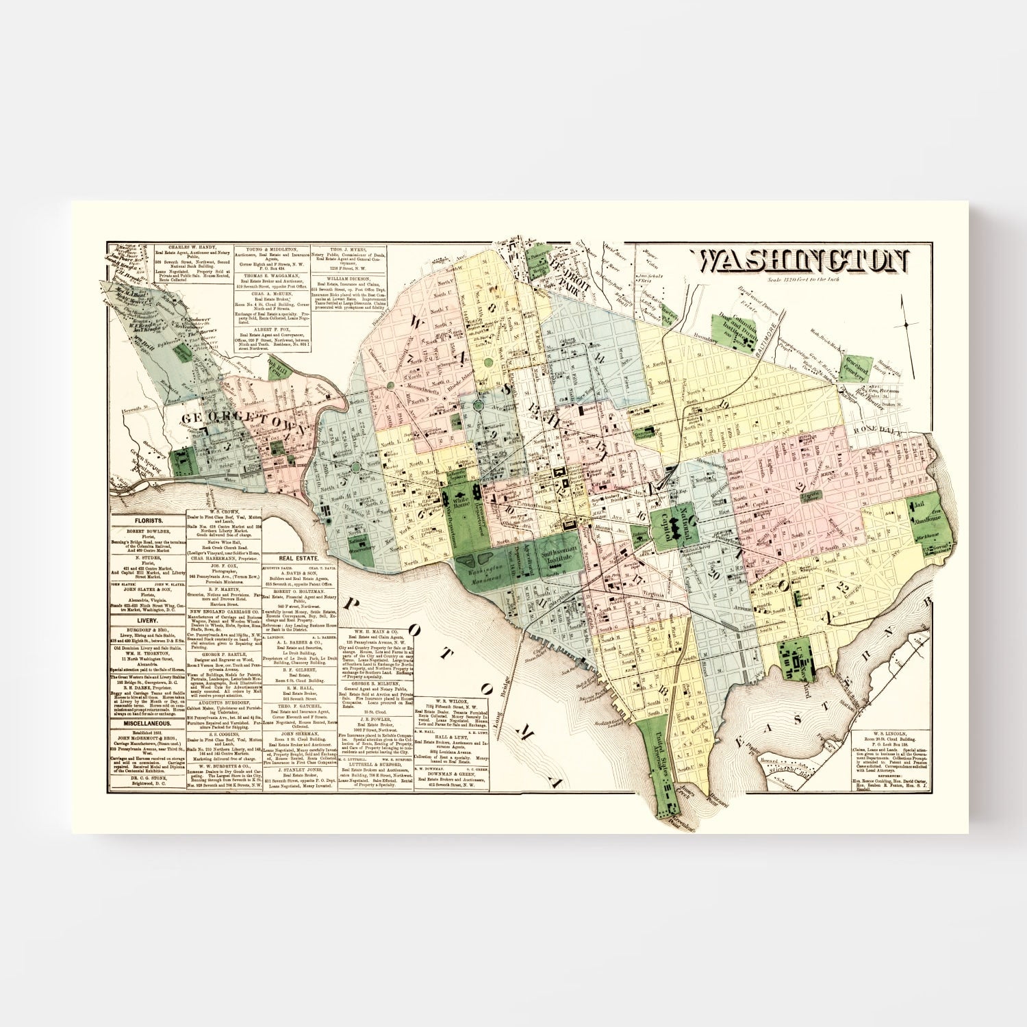 Vintage Map of Washington DC, Washington DC 1879