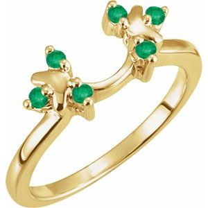 14K Yellow Natural Emerald Wrap-Style Ring Enhancer