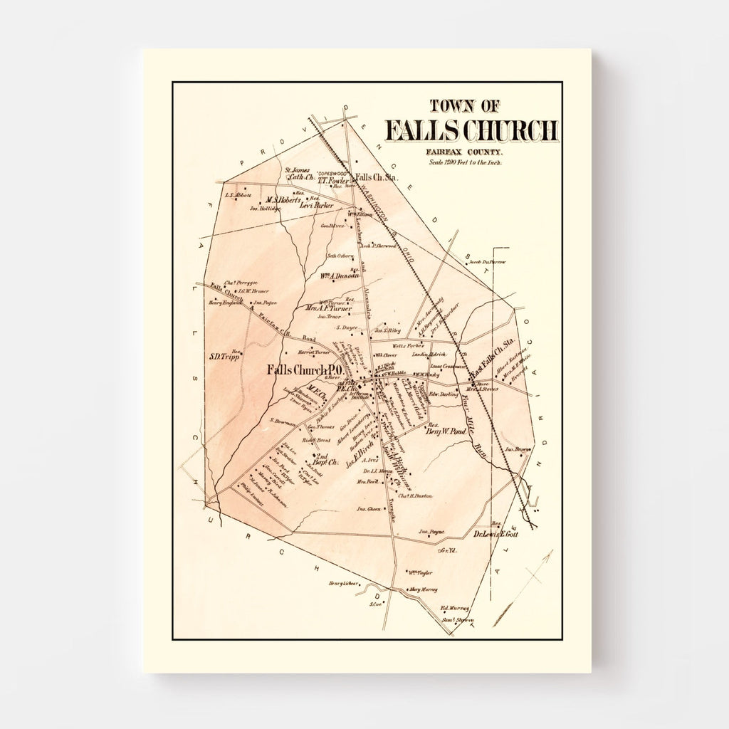 Vintage Map of Falls Church, Maryland 1879