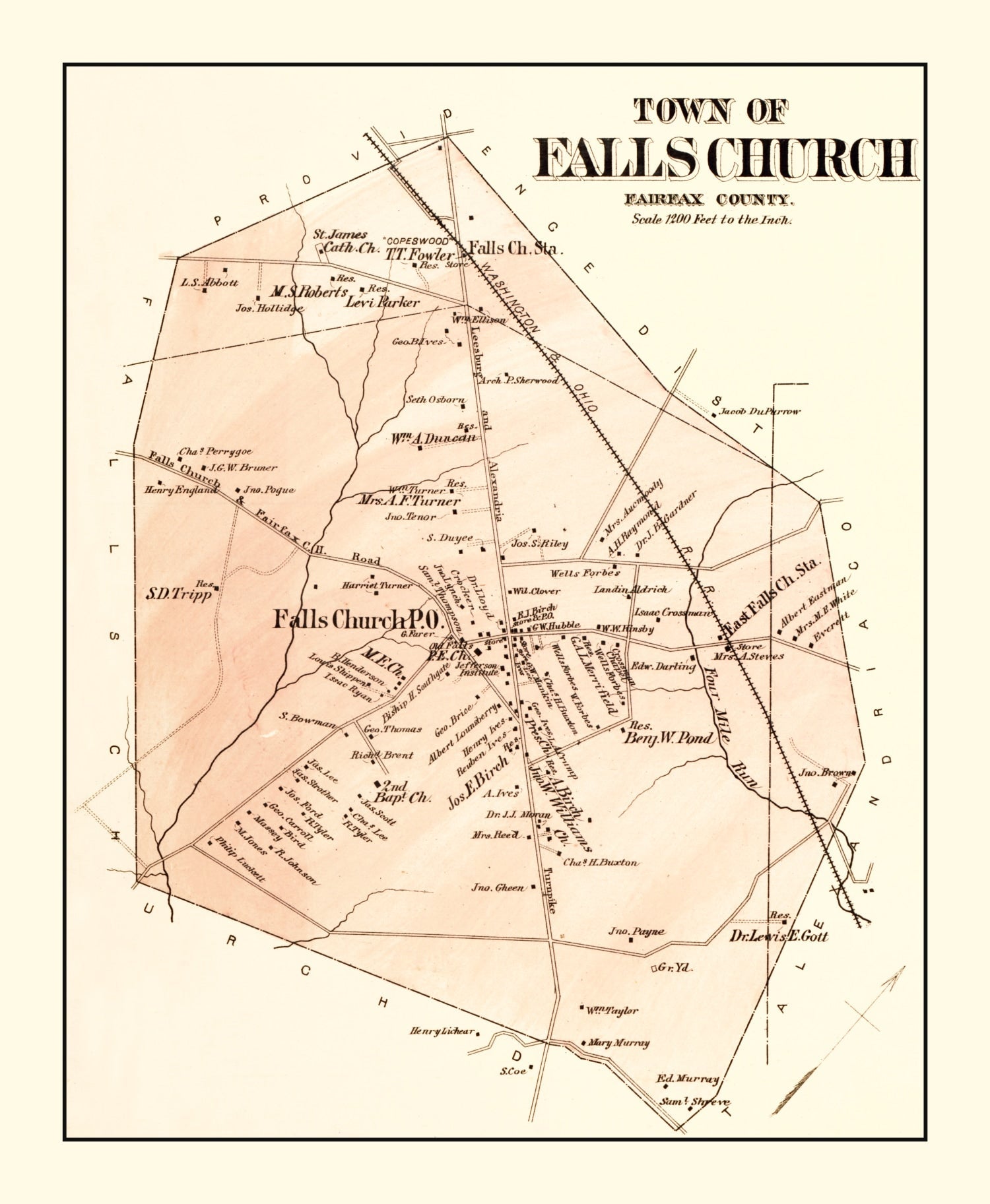 Vintage Map of Falls Church, Maryland 1879
