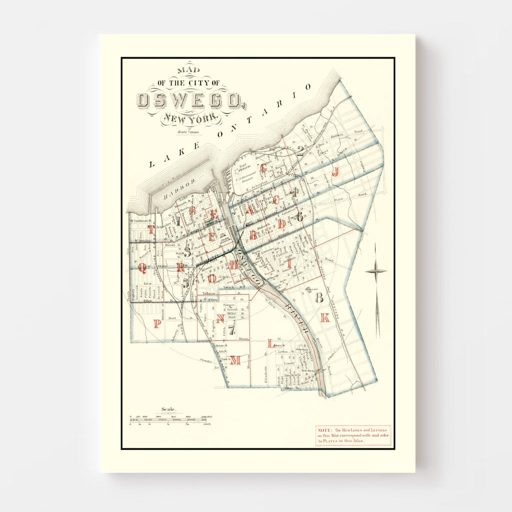 Vintage Map of Oswego, New York 1880