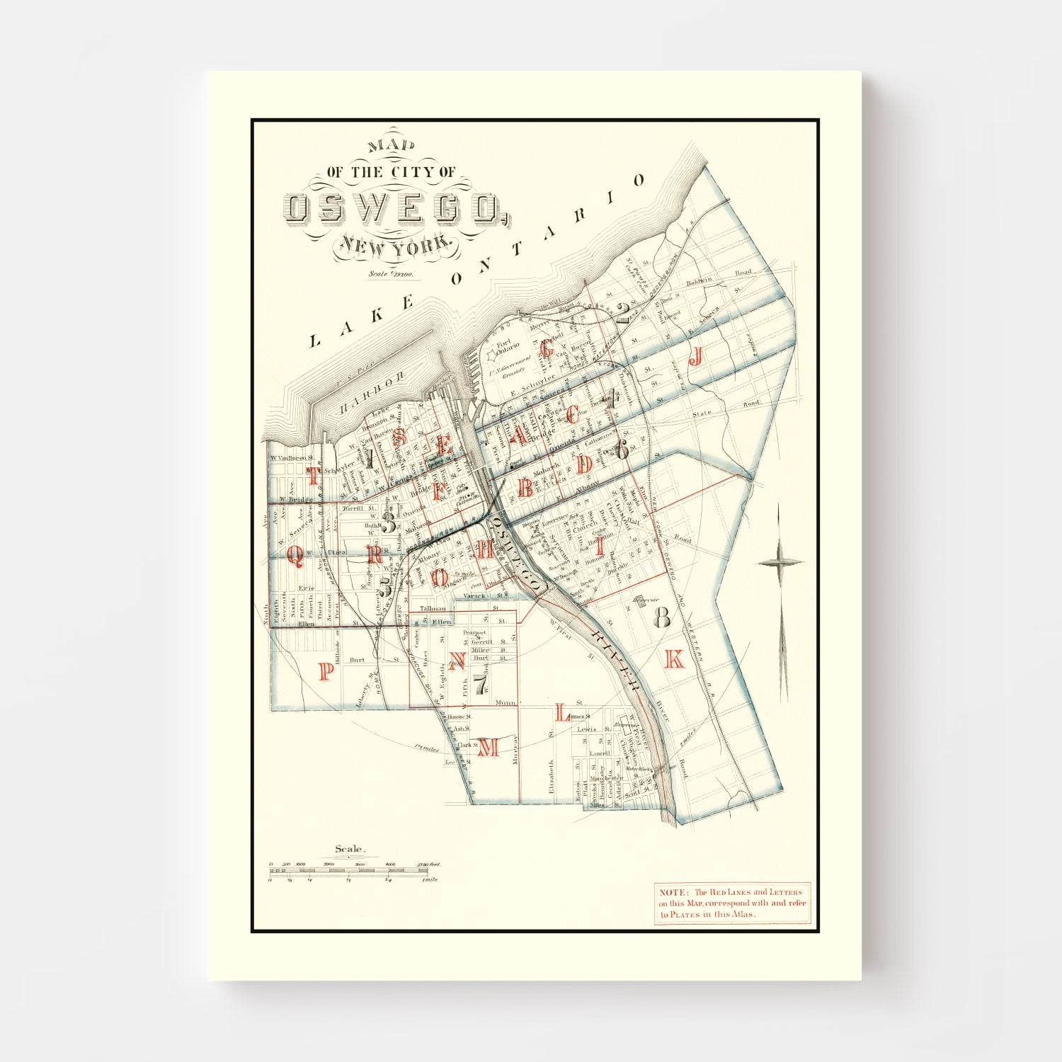 Vintage Map of Oswego, New York 1880