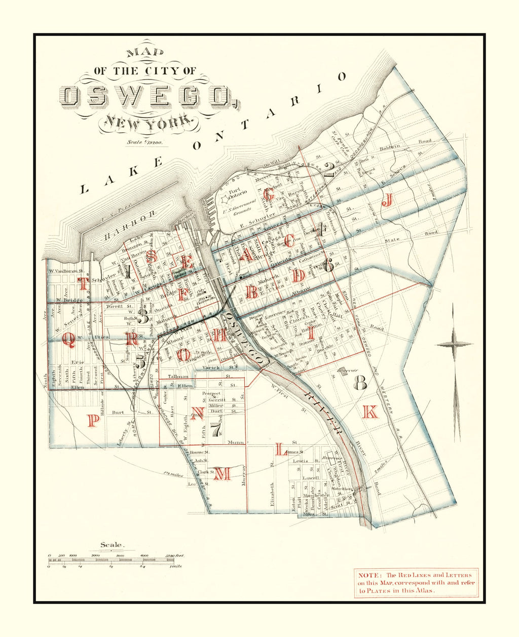 Vintage Map of Oswego, New York 1880