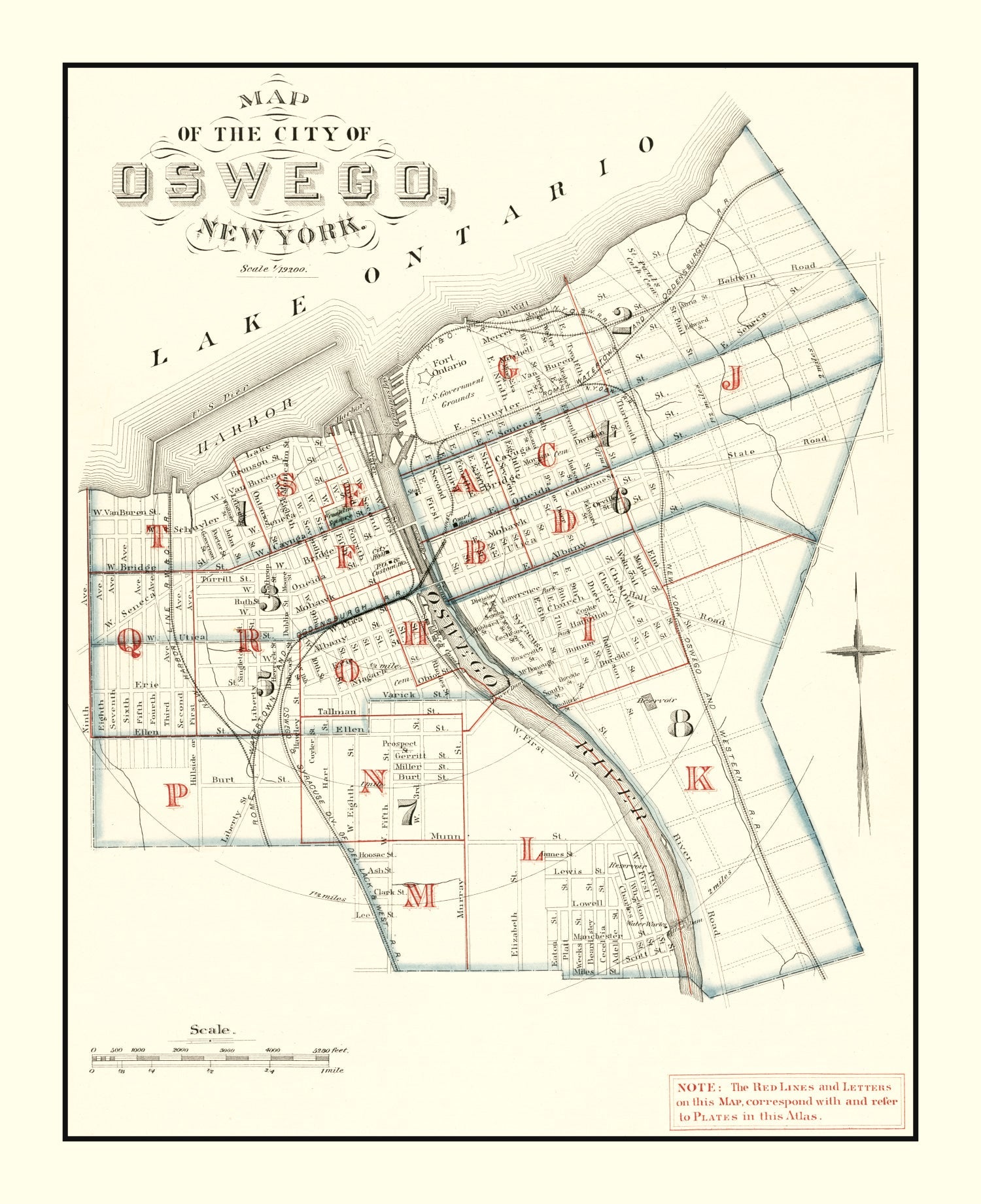 Vintage Map of Oswego, New York 1880
