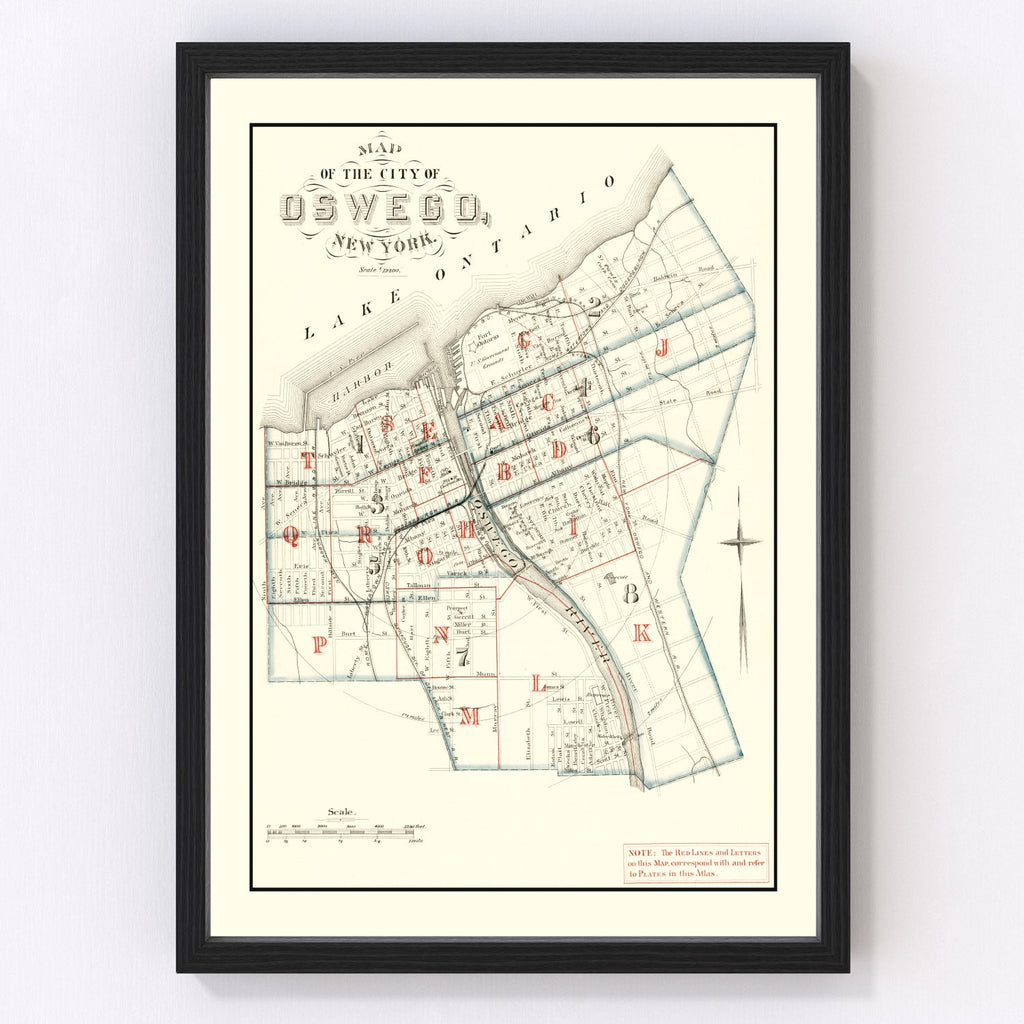 Vintage Map of Oswego, New York 1880