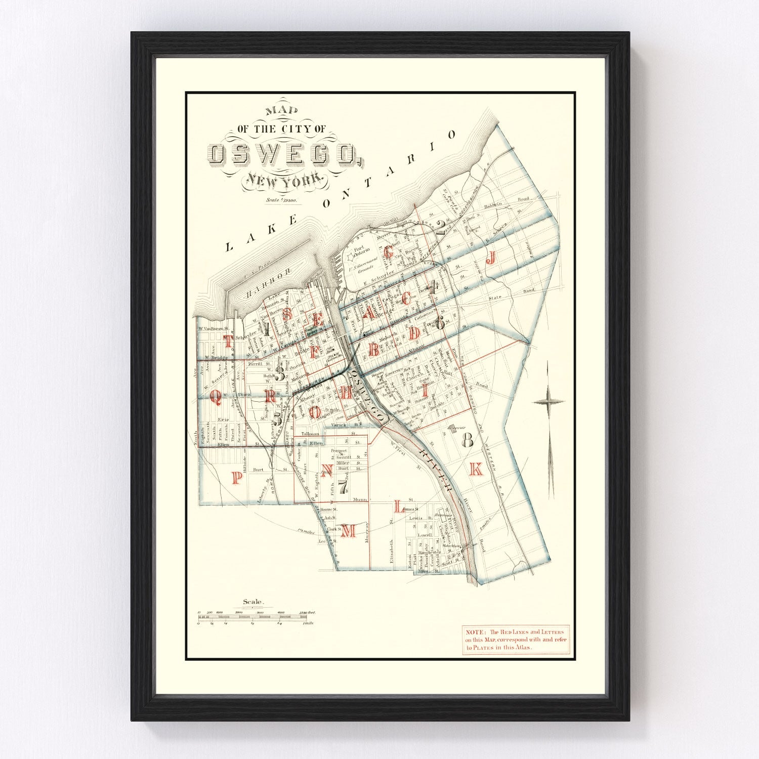 Vintage Map of Oswego, New York 1880