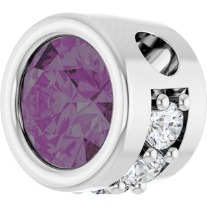 14K White Gold Lab-Grown Alexandrite & .07 CTW Natural Diamond Pendant