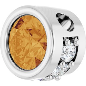 14K White Gold Natural Citrine & .07 CTW Natural Diamond Pendant