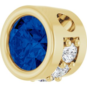 14K Yellow Gold Lab-Grown Blue Sapphire & .07 CTW Natural Diamond Pendant