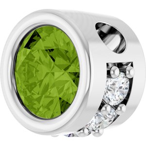 Platinum Natural Peridot & .07 CTW Natural Diamond Pendant