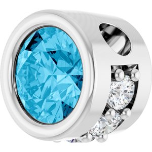 Sterling Silver Natural Aquamarine & .07 CTW Natural Diamond Pendant