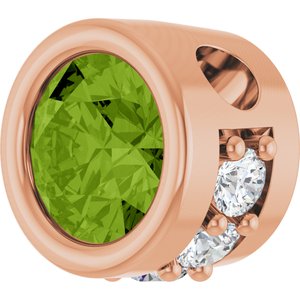 14K Rose Gold Natural Peridot & .07 CTW Natural Diamond Pendant