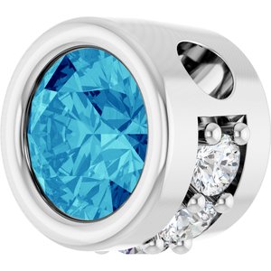 Sterling Silver Natural Blue Zircon & .07 CTW Natural Diamond Pendant