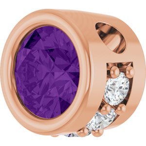 14K Rose Gold Natural Amethyst & .07 CTW Natural Diamond Pendant
