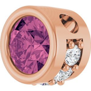 14K Rose Gold Natural Pink Tourmaline & .07 CTW Natural Diamond Pendant